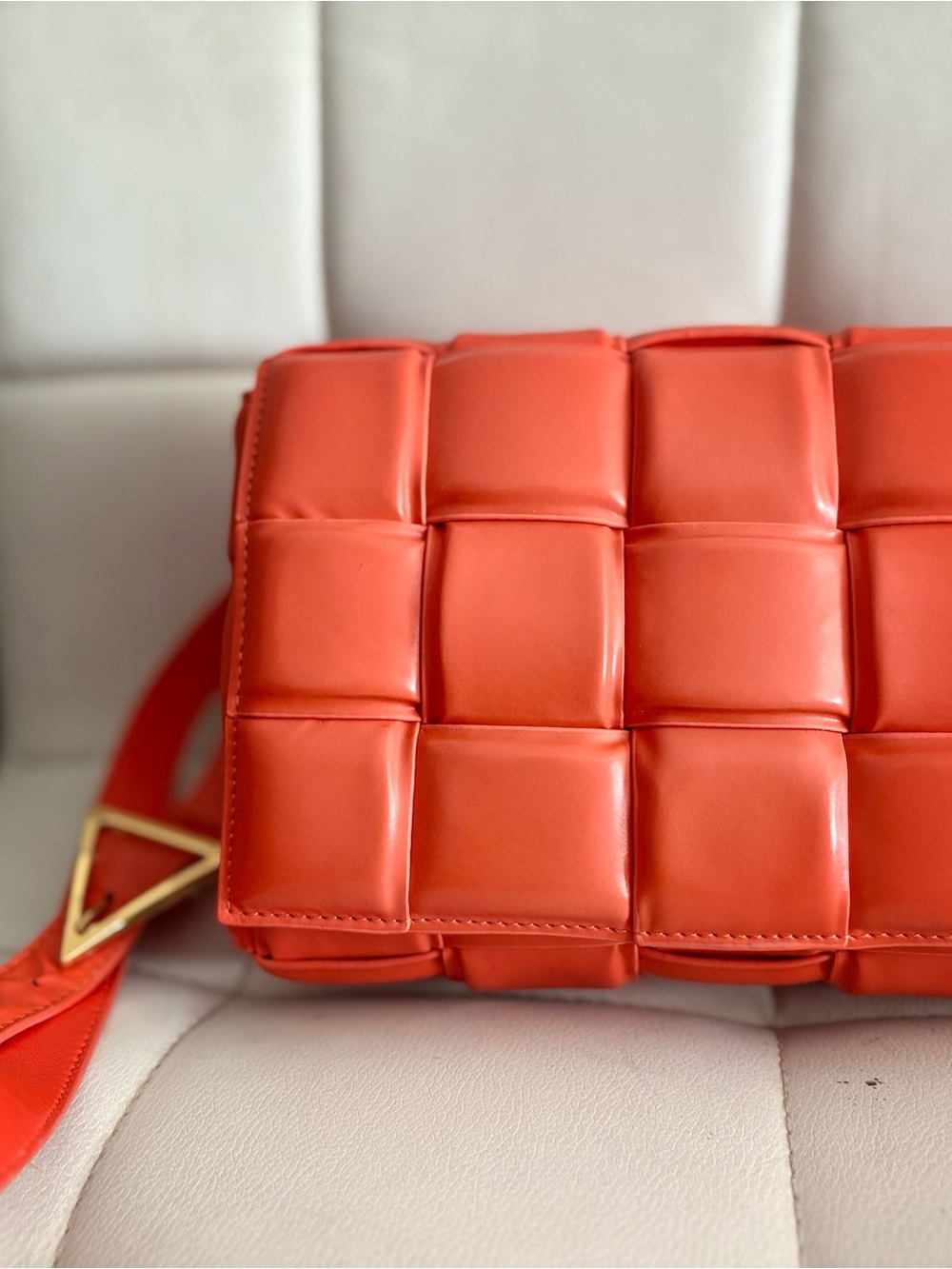 Orange Woven Crossbody Bag with Adjustable Strap